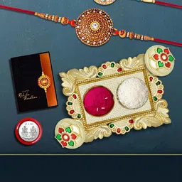 DeoDap Unisex 4 Pieces Beaded Rakhi Gift Set-image-97
