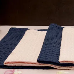 peppy little things Sakura Waffle 4-Pcs Navy Blue & Pink Textured KitchenTowels-16