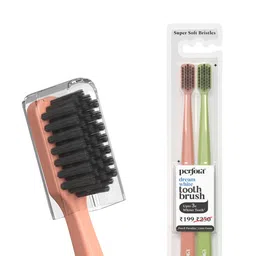 Perfora 2Pcs Lime Green & Peach Coloured Soft Bristles Toothbrush-43