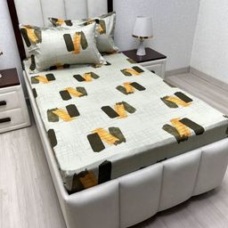 Pure Decor Green & Grey Geometric Pure Cotton 260 TC Single Bedsheet 1.73 m x 2.36 m-image-40