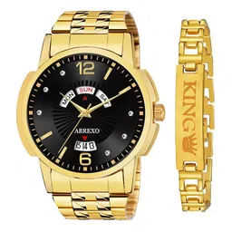 Abrexo Men Stainless Steel Straps Analogue Watch and Bracelet Gift Set-picture-31