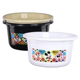 Kuber Industries White & Black 3 Pieces Disney Check Printed Light Weight Bath Tubs-1