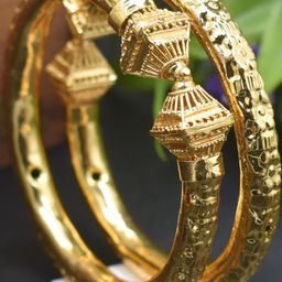 SATTIK Women Brass Gold-plated Ethnic Bangle Set-image-41