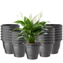 Kuber Industries Black Set Of 24 Plastic 2-Layer Planters-26