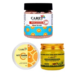 CARET ORGANIC Set Of 3 Aloe Vera Gel, Vitamin C Glow Scrub & Nourishing Cream - 100g Each-24