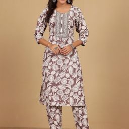 all about you Women Floral Printed Kurta with Trousers-image-59