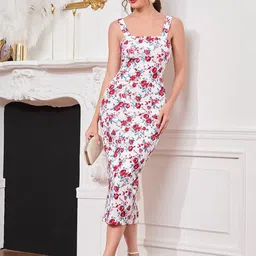 Attire Empire Floral Print Bodycon Midi Dress-picture-38