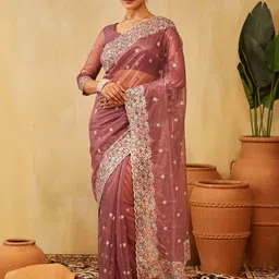 kasee Floral Embroidered Supernet Saree-picture-43
