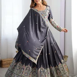 SHOPGARB Embroidered Semi-Stitched Lehenga & Unstitched Blouse With Dupatta-picture-36