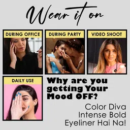 Color Diva Set Of 3 Water Resistant Liquid Eyeliner - 6 ml Each - Blue-Green-Black image 3