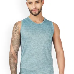 BLUEFICUS Solid Pure Cotton Round Neck Gym Vest A_104-M-MILANGE-SANDO-GREEN-M-66