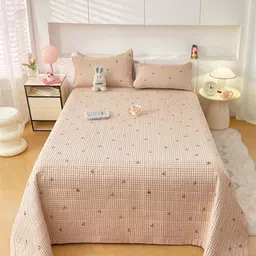 JC HOME Beige Floral Printed Single Bedsheet & Pillow Cover-1.5 m x 2.3 m-picture-10