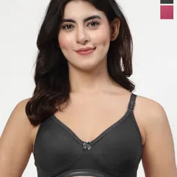 LILY Ithsird Pack Of 2 Full Coverage Seamless Non Padded T-shirt Bra-image-95