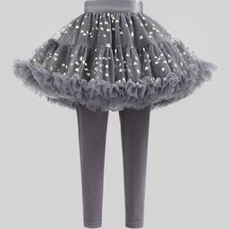 INCLUD Girls Star Printed Tulle Overlay Skirt Tutu Leggings-image-23