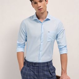THE BEAR HOUSE Self Design Woven Design Tailored Fit Cotton Formal Shirt-image-19