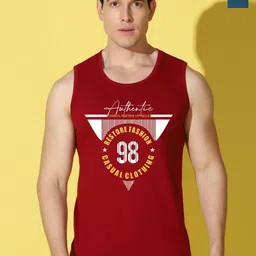 WOOSTRO Pack Of 2 Printed Cotton Gym Vests VWS26(98 MAROON)(BKLN PEACOCK)-image-35