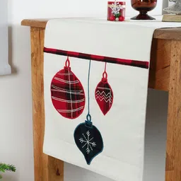 Ratan Cart White & Red Printed Table Runner-13