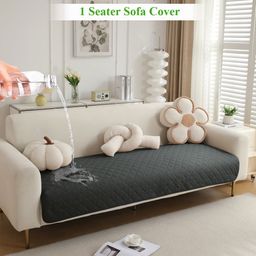 HOKIPO Grey Polyester 1 Piece Sofa Cover-image-71
