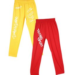 Fashionable Pack Of 2 Kids Printed Mid-Rise Pure Cotton Track Pants-image-72