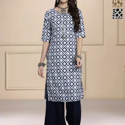 HERE&NOW Selection Of 3 Geometric Printed Round Neck Straight Kurtas-image-95