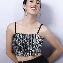 Shally Bhasin by Athena Women Embellished Sequined Bralette Crop Top-image-6