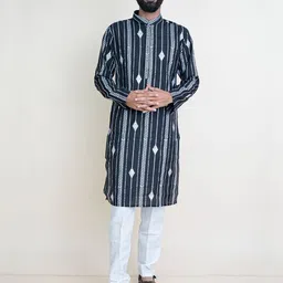 KUNDALI KAKSHAY Ethnic Motifs Embroidered Mandarin Collar Sequnnied Straight Kurta-image-12
