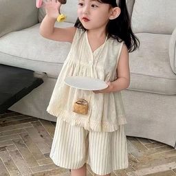 LULU & SKY Girls V-Neck Sleeveless Top & Striped Capris-image-27