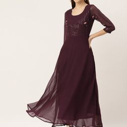 DressBerry Floral Georgette A-Line Maxi Dress-image-55