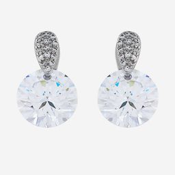 Kushal's Fashion Jewellery Rhodium-Plated Circular Shaped Zircon Studded Drop Earrings-picture-35