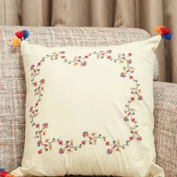 Myntra Elegant Homes Cream & Pink Square Cushion Covers-image-23