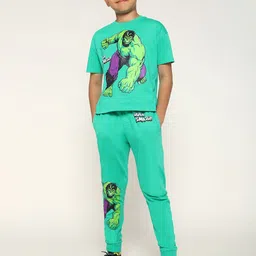BONKIDS Boys Hulk Printed Cotton Mid Rise Joggers-29