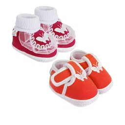 NESKA MODA 12 To 18 Month Non Slip Baby Boys & Baby Girls Pack Of 2 Pair Cotton Butterfly Booties-image-74