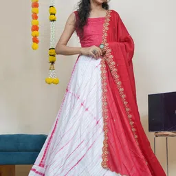 Fabcartz Printed Semi-Stitched Lehenga & Unstitched Blouse With Dupatta-picture-7