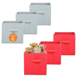 Kuber Industries Red & Grey 6 Pieces Non-Woven Cloth Organisers-1