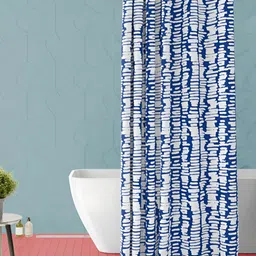 ArtzFolio White & Blue Geometric Printed Waterproof Shower Curtain-image-97