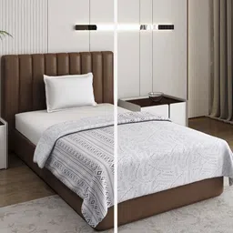 Monte Carlo Grey & White Printed Mild Winter 150 GSM Single Bed Dohar-image-6