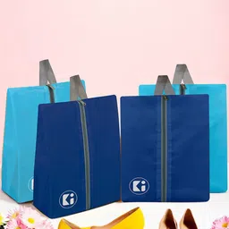 Kuber Industries Blue & Navy Blue Pack Of 4 Printed Parachute Travel Shoe Organizer-54