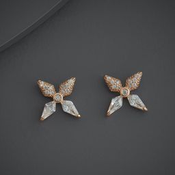 Kushal's Fashion Jewellery Rose Gold-Plated Geometric Zircon Studded Studs-14