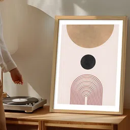 Art Street Beige & Brown 1 Piece Synthetic Wood Abstract Table Top Paintings-image-58