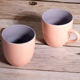 Storepedia Peach-Coloured & Grey Solid Ceramic Glossy Cups Set of Cups and Mugs image 4