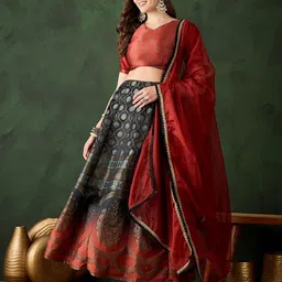 Sangria Woven Design Lehenga With Choli & Dupatta-picture-9
