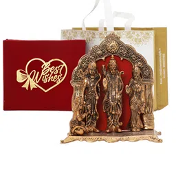 INTERNATIONAL GIFT Brown Textured Ram Darbar Showpiece With Best Wishes Tag & Velvet Box-image-86