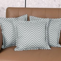 Saral Home Grey & White Set of 3 Geometric Square Cushion Covers-18