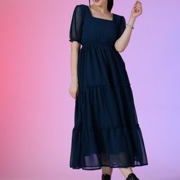 Raiyani Enterprise Women Puff Sleeve Tiered Fit & Flare Maxi Dress-image-99