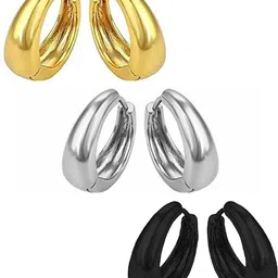 Teeragaj Unisex Set Of 2 Stainless Steel Circular Shaped Hoop Earrings-picture-14