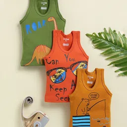 Unfab Infant Boys Assorted Cotton Basic Vest CGBV002-03-M.Green,Rust,Maroon-image-7