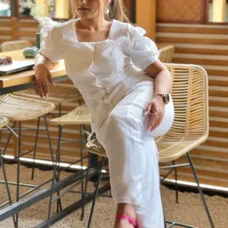 BELLO DONA CLOTHING Square Neck Top With Trousers-40