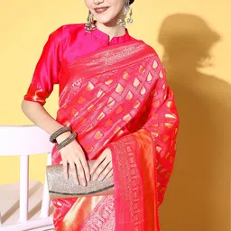 Anouk Rustic Woven Design Zari Silk Blend Dharmavaram Saree-15