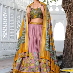 A TO Z CART Printed Ready to Wear Silk Lehenga & Unstitched Blouse With Dupatta-picture-38