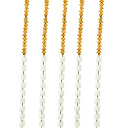 Sellplus5Pcs White & Yellow Textured Mogra Torans-32